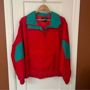 EUC Vintage Eddie Bauer Red Anorak with Teal Trim